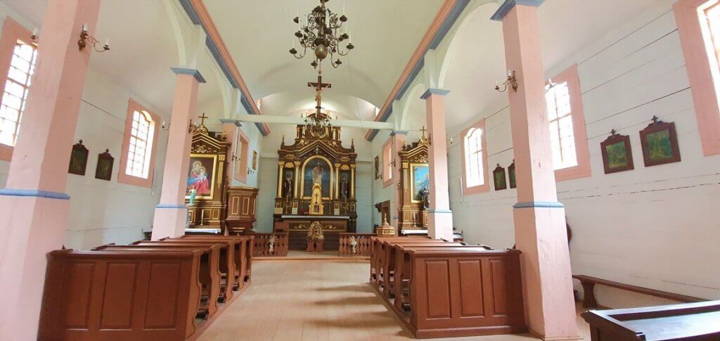 Widok wnętra Kościoła z Drążdżewa - Skansen w Sierpcu