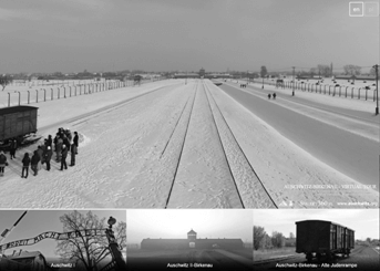 Auschwitz-Birkenau - czarno białe zdjęcie zimy w obozie