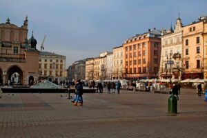 Rynek w Krakowie jesienną porą