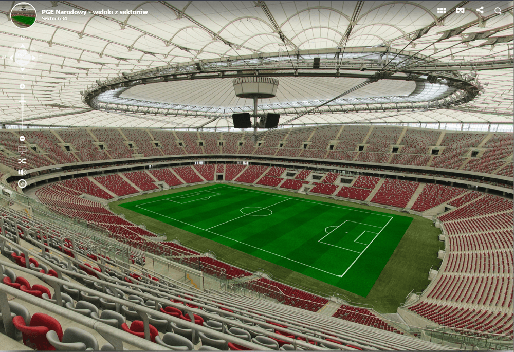 Stadion Narodowy Wirtualny Spacer - Widok na stadion PGE Narodowy - stadion do piłki nożnej imienia Kazimierza Górskiego w Warszawie